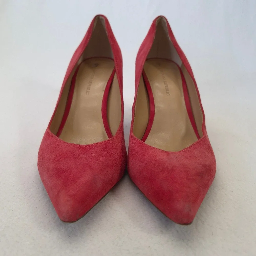 Banana Republic Red Suede Pointed Toe Stiletto Pumps Heels Womens 9